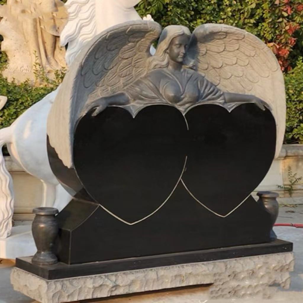 Angel Guardian dubbel hart grafsteen