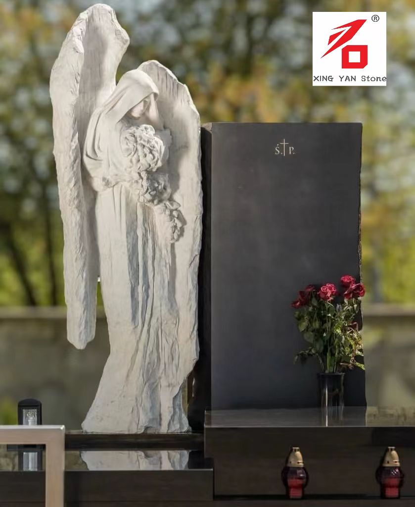 China Xingyan Manufacturing - Angel Embracing Flower Stone snijwerk Tombstone