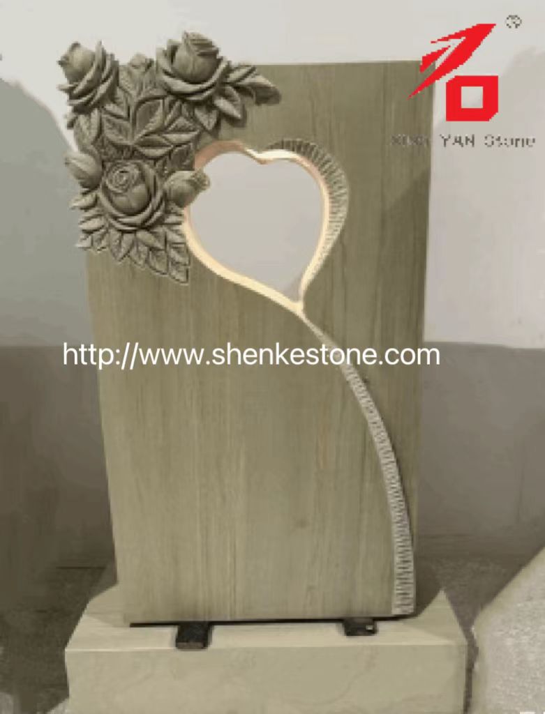 China Xingyan - Rose hartvormige holle stenen snijwerk grafsteen