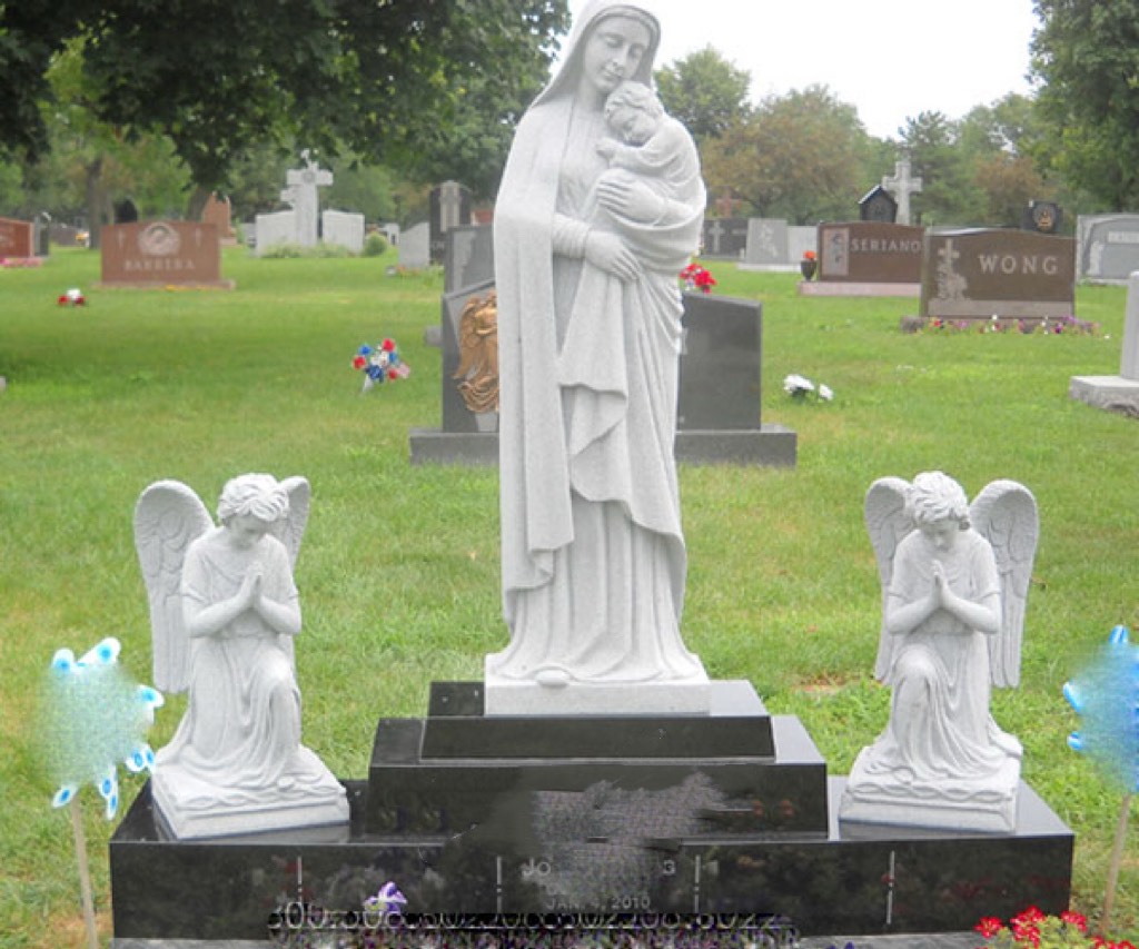 Madonna Holding Child and Praying Angel Combination Monument