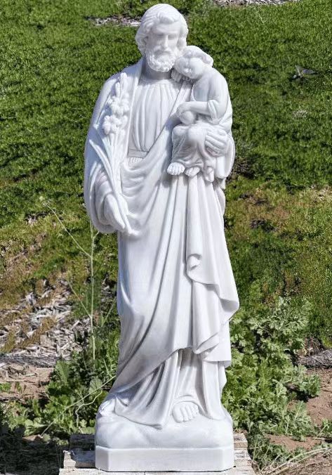 Marble Heilige Vader vasthouden Kind Wit Wit Marble Standbeeld Religieus figuur standbeeld