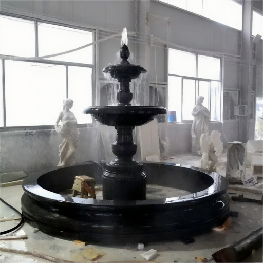 Xingyan Aangepaste dubbele laag zwarte stenen fontein tuinlandschap stromende water ornamenten