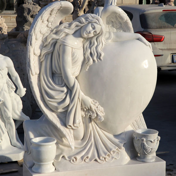 Xingyan White Marble Angel hartvormige grafsteen